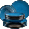 Mäser 931946 Tafelservice Ossia Für 6 Personen, Steinzeug, Blau (1 Set, 12-teilig)
