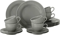 Seltmann Weiden Kaffeeservice Beat Grau Einfarbig/Relief Modern