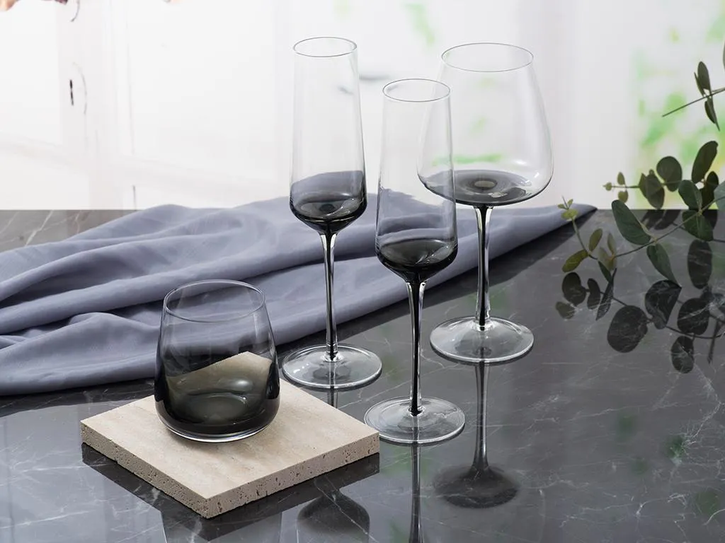 Sektglas 6er-Set - Grau Transparent - H. 23 Cm - 22 Cl - NURIA 1 Sektglas 6er-Set - Grau Transparent - H. 23 Cm - 22 Cl - NURIA