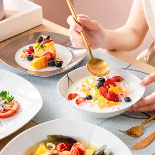 VEWEET Tafelservice 'Nikita' Aus Porzellan, 24 Teilig Geschirrset Beinhatlet Müslischalen, Dessertteller, Speiseteller Und Suppenteller, Geschirrservice Für 6 Personen – Bild 7