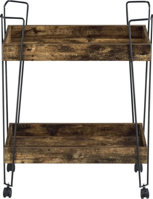 Servierwagen Vaxholm 78x62x32cm Barwagen Beistellwagen Rollwagen Bis 10 Kg Stahlgestell Dunkler Holzton – Bild 4