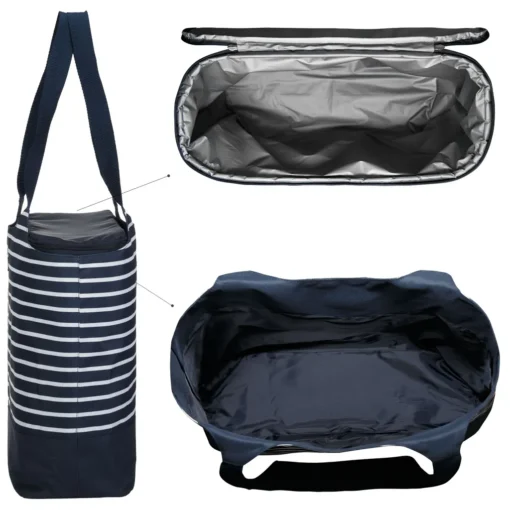 Strandtasche 2 In 1 Kühltasche + SchultertascheAHOI Blau Weiß - Navy – Bild 5