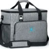 Obics - Kühltasche Gross Faltbar 30l Kuehlbox Isoliertasche Grau Für Essen In Tupperware Für Auto Mit Fächer Lunchtasche Camping Zubehör Für Picknick Essenstasche Isoliert Und Wasserdicht Für Arbeit