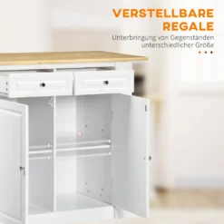 HOMCOM Kücheninsel, Sideboard Mit Erweiterbarer Arbeitsfläche, Küchenschrank Mit Schubladen, Gewürzregalen, Servierwagen Aus Holz Für Küche, Weiß, 108 X 78,4 X 84 Cm -Qualitätsladen Für Geschirr c47ce2c57398e70d2635f64636a62db3
