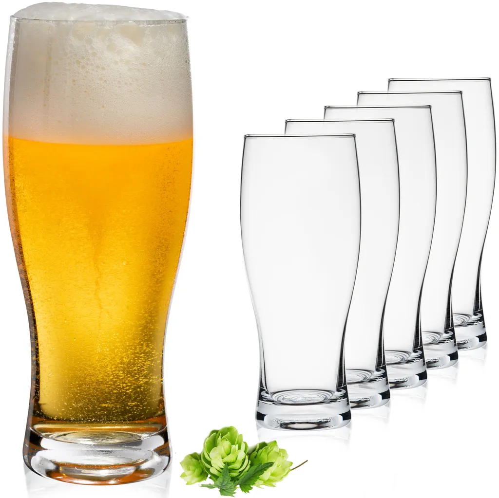 Biergläser 500ml (max. 640ml) Set 6-Teilig Bierseidel Weizengläser 0,5L Glas 1 Biergläser 500ml (max. 640ml) Set 6-Teilig Bierseidel Weizengläser 0,5L Glas
