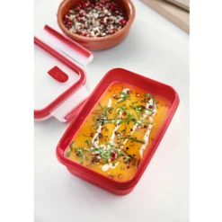 Emsa Mikrowellendose CLIP & MICRO 1,2 Liter Mit Einsätzen Transparent / Rot -Qualitätsladen Für Geschirr c575014bd03ea9eb15b8b7be0d101000