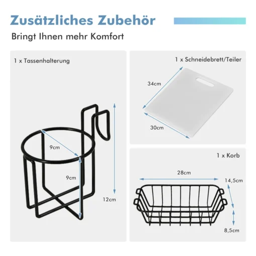 COSTWAY 31L Kühlbox Strapazierfähig Kühler Mit Korb & Getränkehalter Griffen & Fischlineal Eiskühler Tragbar Kälte Bis 9 Tage Weiß – Bild 6
