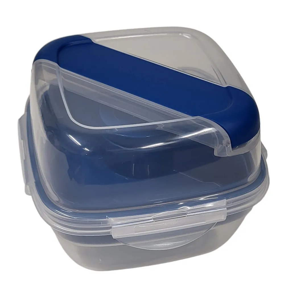 Lock & Lock To Go Salatbox 3 In1 Salatbox-Set Messer Gabel Saucenbehälter Blau 3 Lock & Lock To Go Salatbox 3 In1 Salatbox-Set Messer Gabel Saucenbehälter Blau – Bild 3