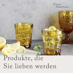 WHOLE HOUSEWARES | Farbige Glaskelche | 6er-Set Trinkgläser | 340 Ml Prägedesign | 6er-Set Hochzeitsgläser (Rosa) -Qualitätsladen Für Geschirr c6c9abf4f43b8f04e64ff33d31458491