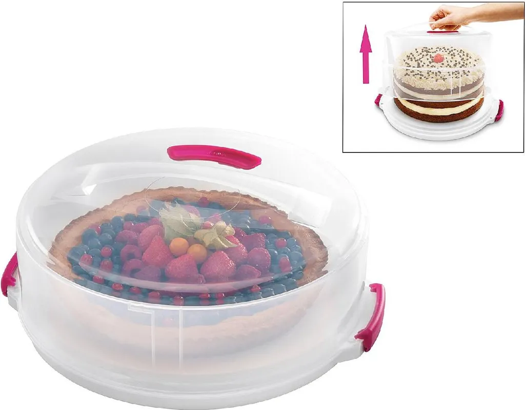 Metaltex Tortenbehälter ø36cm Höhenvers, Transparent/rot/weiß 5 Metaltex Tortenbehälter ø36cm Höhenvers, Transparent/rot/weiß – Bild 5