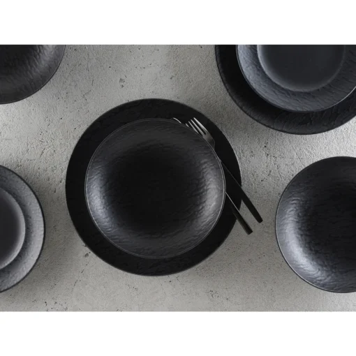 CreaTable 33320 Tafelservice Rondo Schiefer Für 6 Personen, Steinzeug, Schwarz (1 Set, 12-teilig) – Bild 6