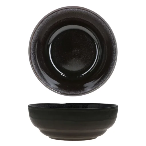 18tlg. Teller Set Reactive Glaze Black 6 Pers. Steingut Teller Schale Schwarz – Bild 4