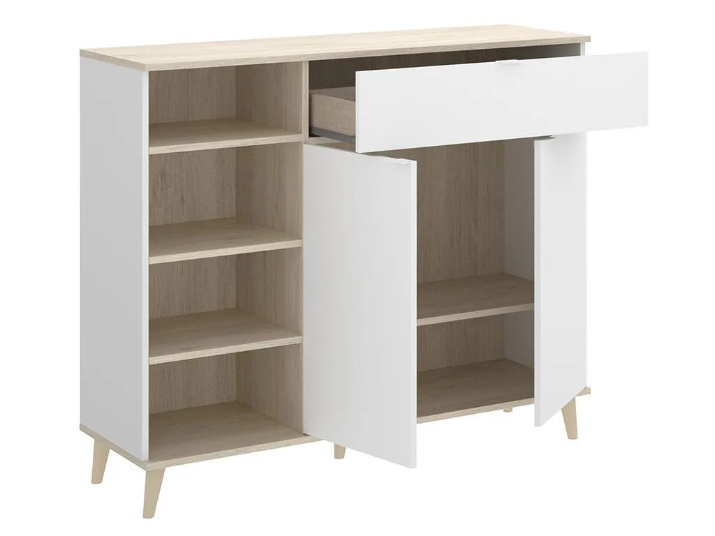 Küchenschrank Mit 2 Türen, 1 Schublade & 4 Ablagen - Weiß & Eichefarben - WAJDI 1 Küchenschrank Mit 2 Türen, 1 Schublade & 4 Ablagen - Weiß & Eichefarben - WAJDI