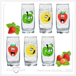 Trinkgläser Mit Lustigen Fruchtgesichtern 350ml (max. 400ml) Set 6 Teilig Aus Glas Bunt -Qualitätsladen Für Geschirr cc906c15f047e29ea8f7791dea9c4663