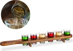 Relaxdays Schnapsbrett Holz Mit 6 Gläsern