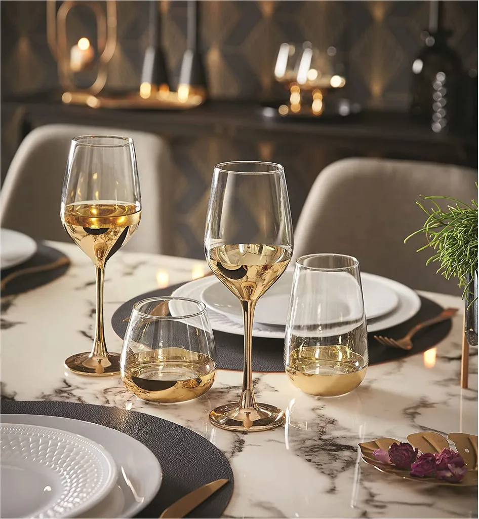 CreaTable 23461 Golden Days Weinglas 350 Ml, Klar (4er Pack) 3 CreaTable 23461 Golden Days Weinglas 350 Ml, Klar (4er Pack) – Bild 3