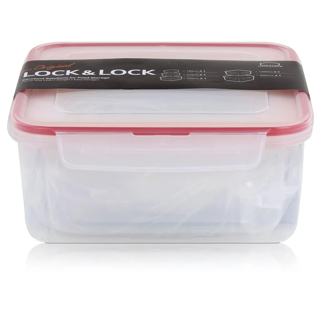 Lock&Lock HPL980CLQ5 Frischhaltedosen 5er Set - Luft & Wasserdicht (1er Pack) 1 Lock&Lock HPL980CLQ5 Frischhaltedosen 5er Set - Luft & Wasserdicht (1er Pack)