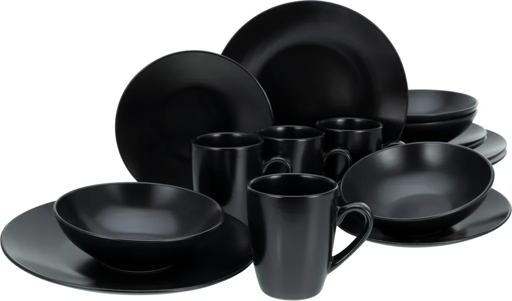CreaTable 25833 Kombiservice Black Matt Für 4 Personen, Steinzeug, Schwarz (1 Set, 16-teilig) 1 CreaTable 25833 Kombiservice Black Matt Für 4 Personen, Steinzeug, Schwarz (1 Set, 16-teilig)