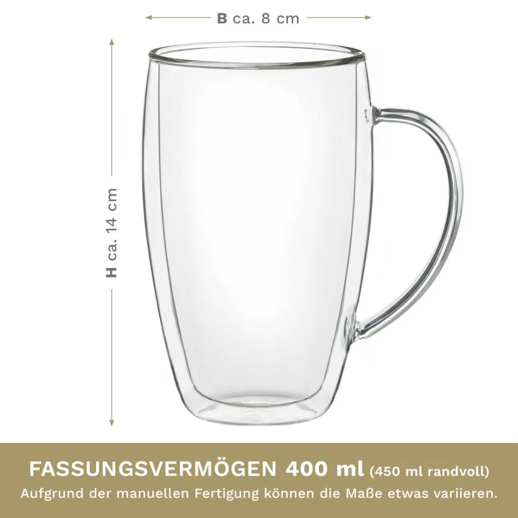 Thermoglas Mit Henkel „DG-SHH“ 400 Ml,4er Set 6 Thermoglas Mit Henkel „DG-SHH“ 400 Ml,4er Set – Bild 6