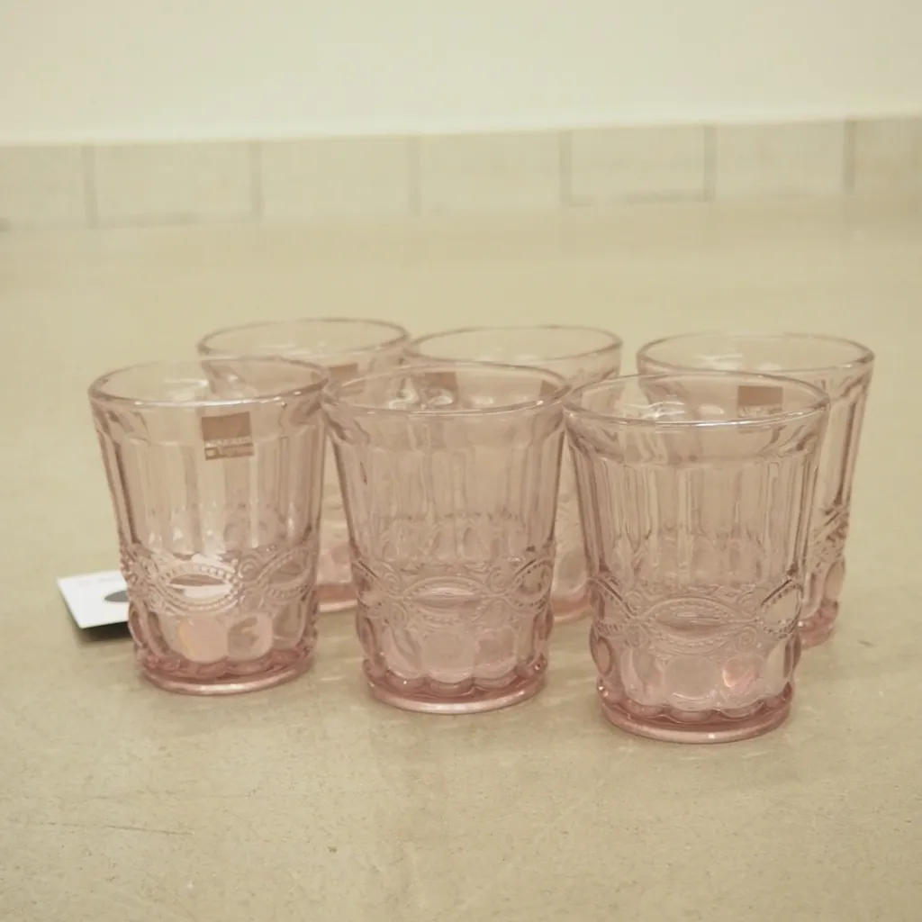 Wassergläser Solange Reliefmuster 6xSet Rosa Transparent 265ml 6 Wassergläser Solange Reliefmuster 6xSet Rosa Transparent 265ml – Bild 6