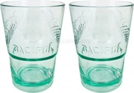 Bacardi Rum KUNSTSTOFF Glas - Gläser Set - 2x Kunststoff Gläser Mojito Longdrinkglas Cuba Libre Cocktail Bar