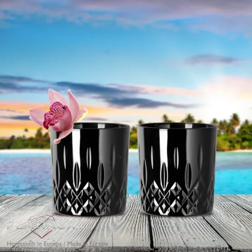 Schwarze Trinkgläser Mit Diamant Muster Aus Glas 250ml (max. 300ml) Gläser Whiskeygläser – Bild 4