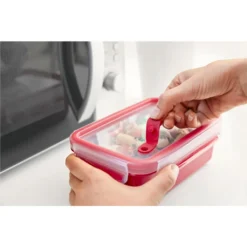 Emsa Mikrowellendose CLIP & MICRO 1,2 Liter Mit Einsätzen Transparent / Rot -Qualitätsladen Für Geschirr d22d6e711c907002586f0ee43f3f4889