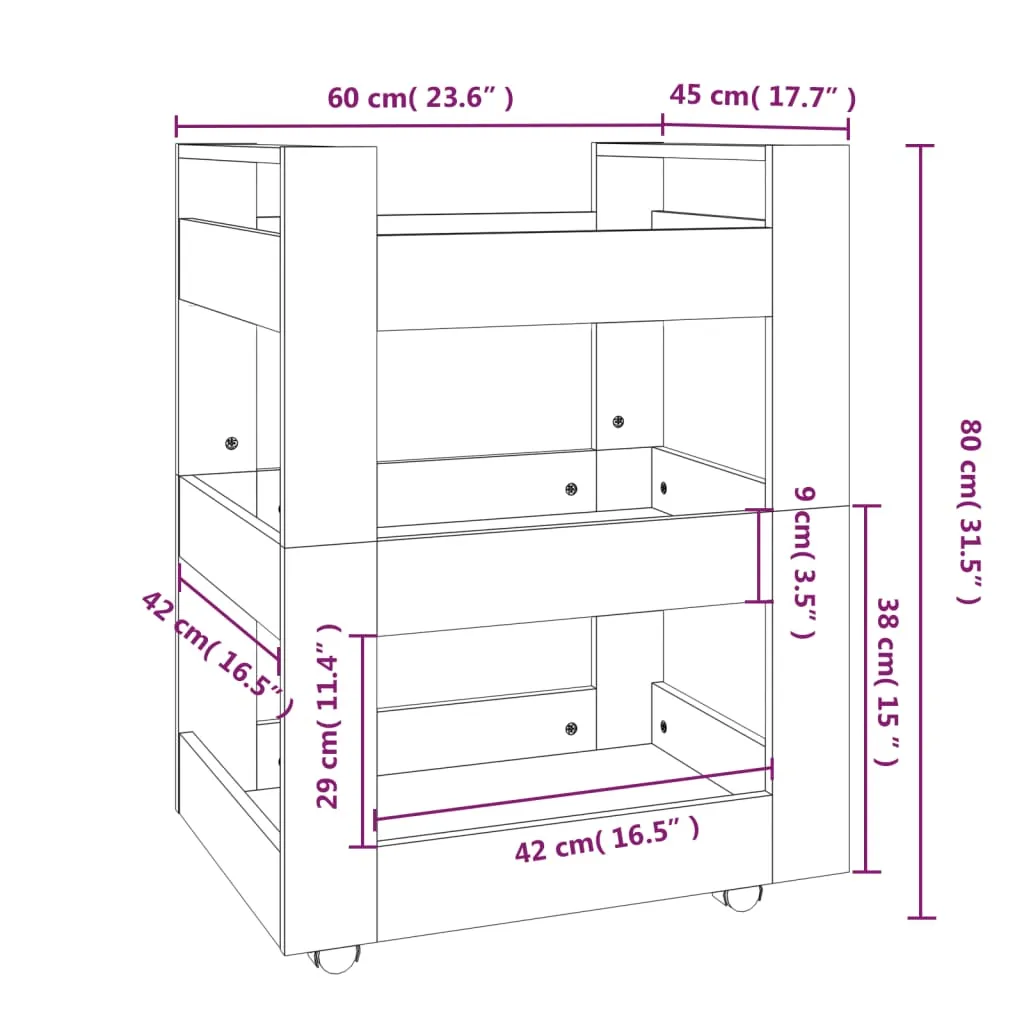 VidaXL Küchenwagen Weiß 60x45x80 Cm Holzwerkstoff 8 VidaXL Küchenwagen Weiß 60x45x80 Cm Holzwerkstoff – Bild 8