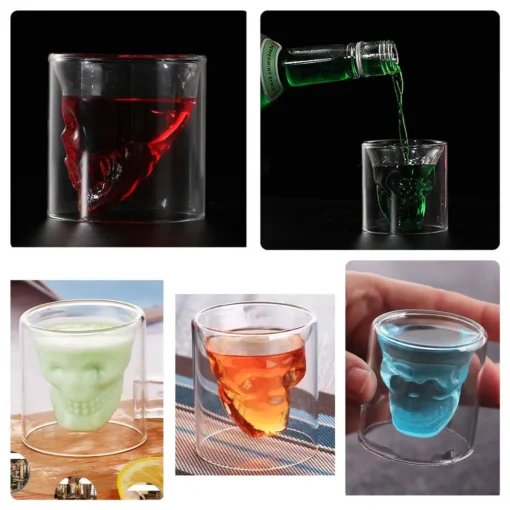 10 Stk Skull-in-glass Schnapsgläser Shot Glas Totenkopf Schädel 25ml Partyglas – Bild 2
