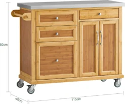 SoBuy FKW70-N Küchenwagen Servierwagen Kücheninsel Küchenschrank Aus Bambus Mit Edelstahlarbeitsplatte BHT Ca.: 115x92x46cm 12 SoBuy FKW70-N Küchenwagen Servierwagen Kücheninsel Küchenschrank Aus Bambus Mit Edelstahlarbeitsplatte BHT Ca.: 115x92x46cm -Qualitätsladen Für Geschirr d38a86138d2655ed063766b105a3645e