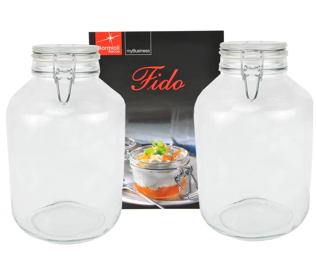 2er Set Einmachglas Bügelverschluss Original Fido 5,0L Vorratsgläser Incl. Bormioli Rezeptheft 1 2er Set Einmachglas Bügelverschluss Original Fido 5,0L Vorratsgläser Incl. Bormioli Rezeptheft