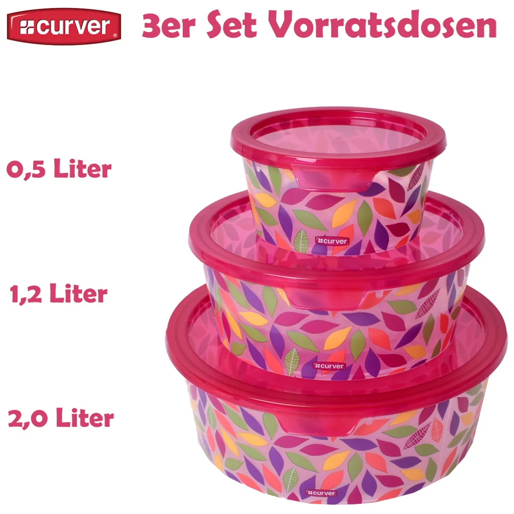 Curver Deko Chef Design 3er Set Vorratsdosen Lebensmittel Vorratsbehälter Frischhaltedose 0,5 Bis 2,0 L Mehrfarbig 3 Curver Deko Chef Design 3er Set Vorratsdosen Lebensmittel Vorratsbehälter Frischhaltedose 0,5 Bis 2,0 L Mehrfarbig – Bild 3