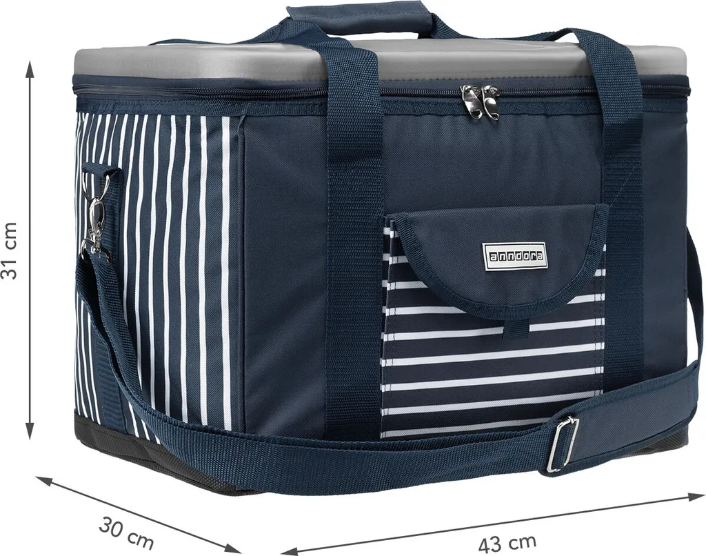 Anndora Kühltasche XL 40 Liter AHOI Mit Reissverschluss - Blau-weis-gestreift 7 Anndora Kühltasche XL 40 Liter AHOI Mit Reissverschluss - Blau-weis-gestreift – Bild 7
