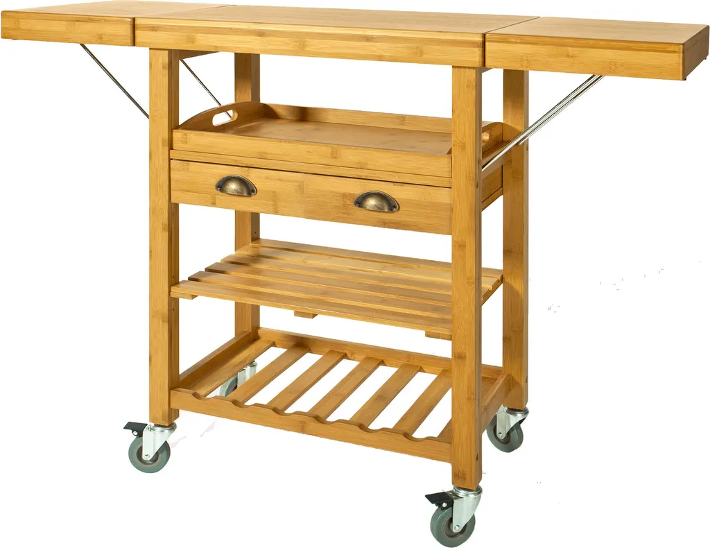 SoBuy FKW25-N Servierwagen Aus Hochwertigem Bambus Küchenwagen Küchenregal Rollwagen BHT Ca: 65 (95/125) X92x40cm 1 SoBuy FKW25-N Servierwagen Aus Hochwertigem Bambus Küchenwagen Küchenregal Rollwagen BHT Ca: 65 (95/125) X92x40cm
