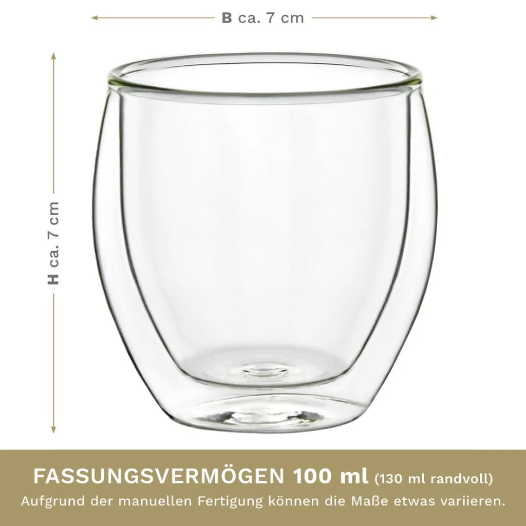 Creano Doppelwandige Espresso-Gläser, 4er-Set 100ml Thermo-Gläser Mit Schwebe-Effekt 6 Creano Doppelwandige Espresso-Gläser, 4er-Set 100ml Thermo-Gläser Mit Schwebe-Effekt – Bild 6