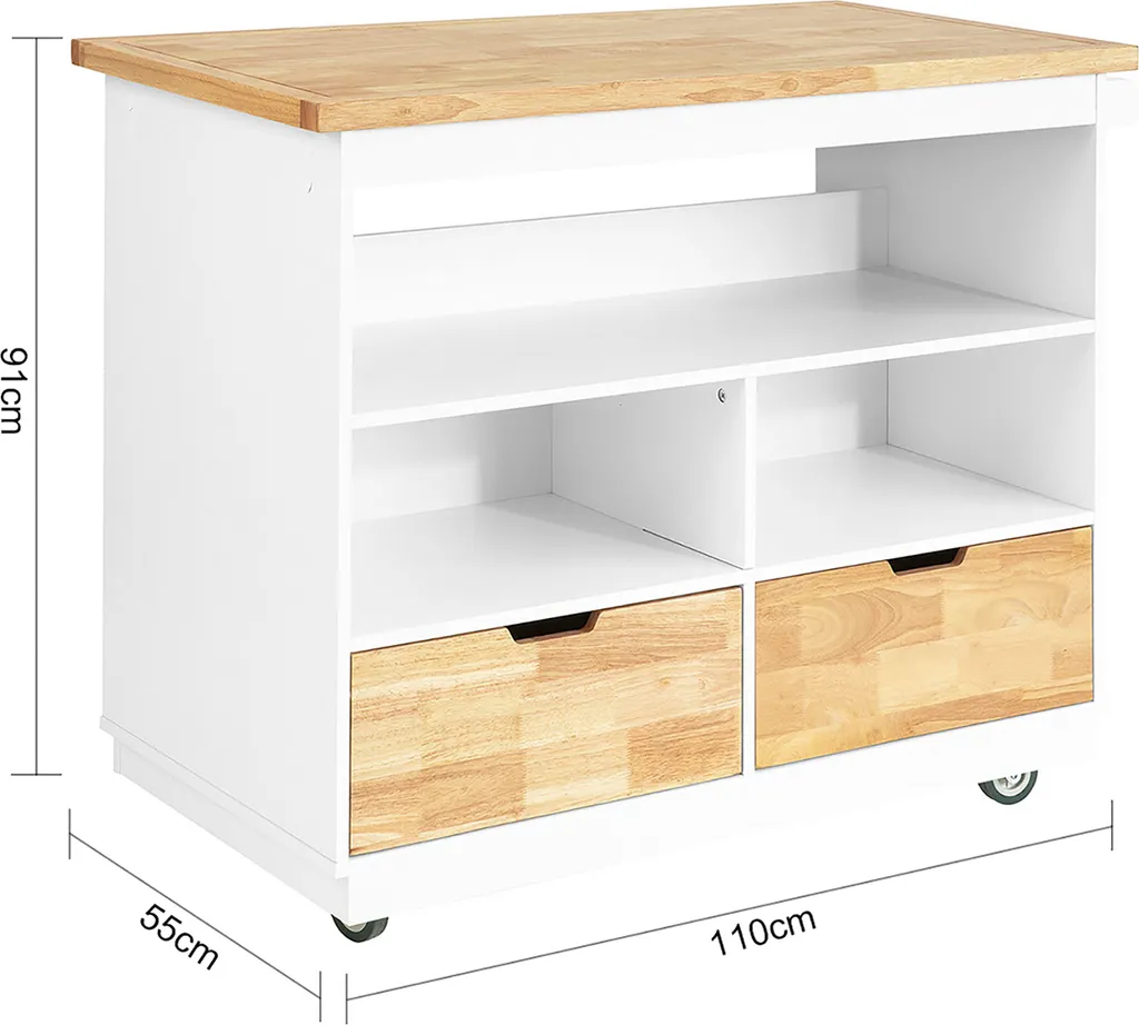 SoBuy FKW107-WN Design Küchenwagen Mit Arbeitsplatte Kücheninsel Küchenschrank Rollwagen Sideboard Auf Rollen Weiß-Natur BHT Ca.: 110x91x55cm 4 SoBuy FKW107-WN Design Küchenwagen Mit Arbeitsplatte Kücheninsel Küchenschrank Rollwagen Sideboard Auf Rollen Weiß-Natur BHT Ca.: 110x91x55cm – Bild 4