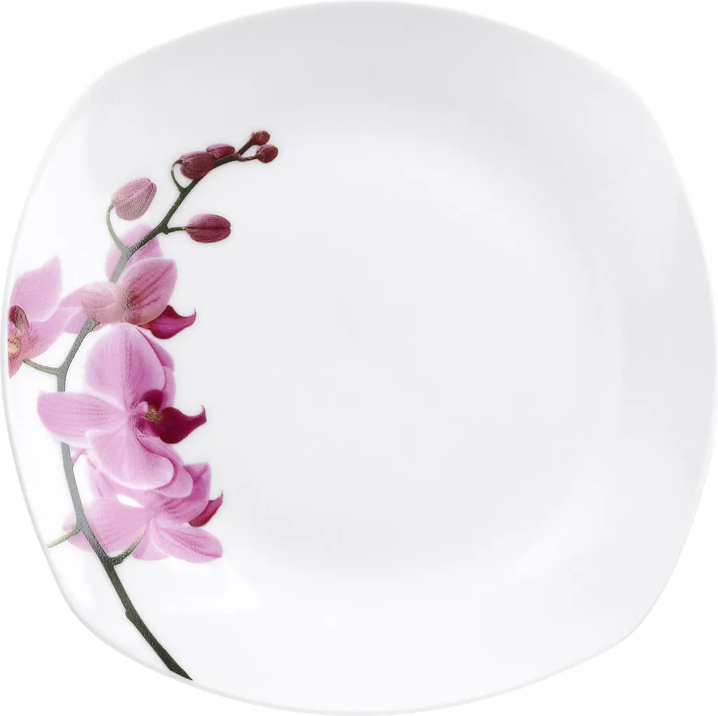 Frühstücksset 18-tlg. Kyoto Orchidee Leicht Eckig Porzellan Für 6 Personen Weiß MitNachbildung 2 Frühstücksset 18-tlg. Kyoto Orchidee Leicht Eckig Porzellan Für 6 Personen Weiß MitNachbildung – Bild 2