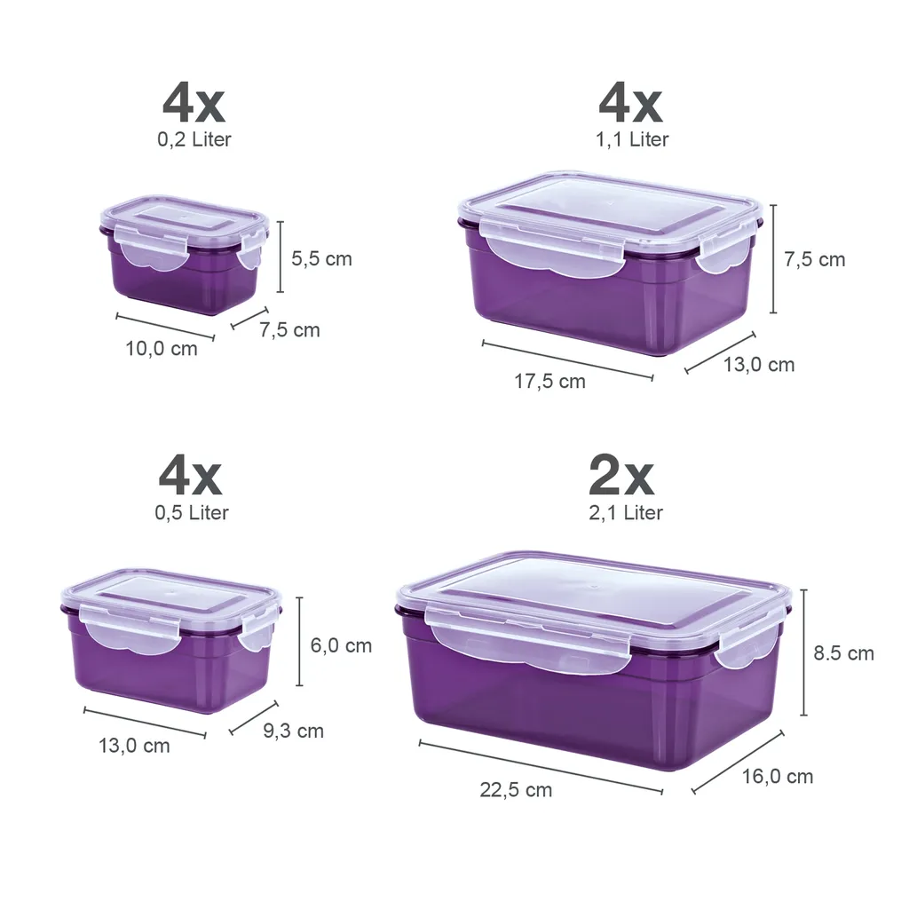 GOURMETmaxx Frischhaltedosen Klick-it 28-tlg. In Lila Frischhaltedosen Set Klick-It Gefrierdosen Lunchbox Brotdose 14 Stück Lila 3 GOURMETmaxx Frischhaltedosen Klick-it 28-tlg. In Lila Frischhaltedosen Set Klick-It Gefrierdosen Lunchbox Brotdose 14 Stück Lila – Bild 3