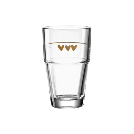 LEONARDO 043467 Solo Latte Macchiato Becher Mit Motiv Herzen, Glas, 410 Ml, Klar