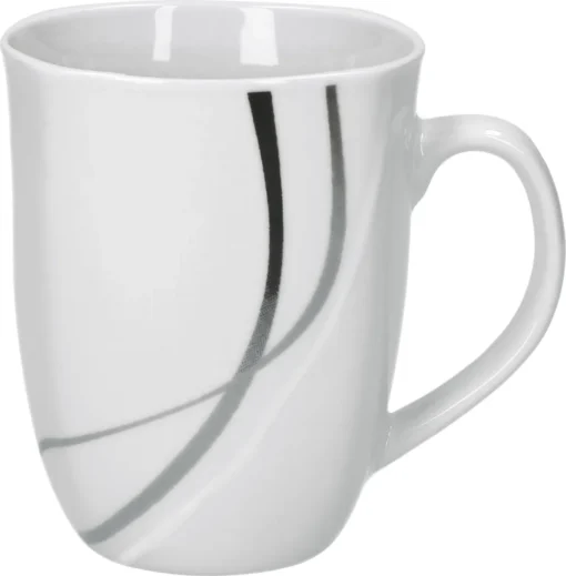 Van Well Frühstücksservice Silver Night, 12tlg 6 Personen, 6 Kaffeebecher + 6 Teller, Linien-Dekor – Bild 5