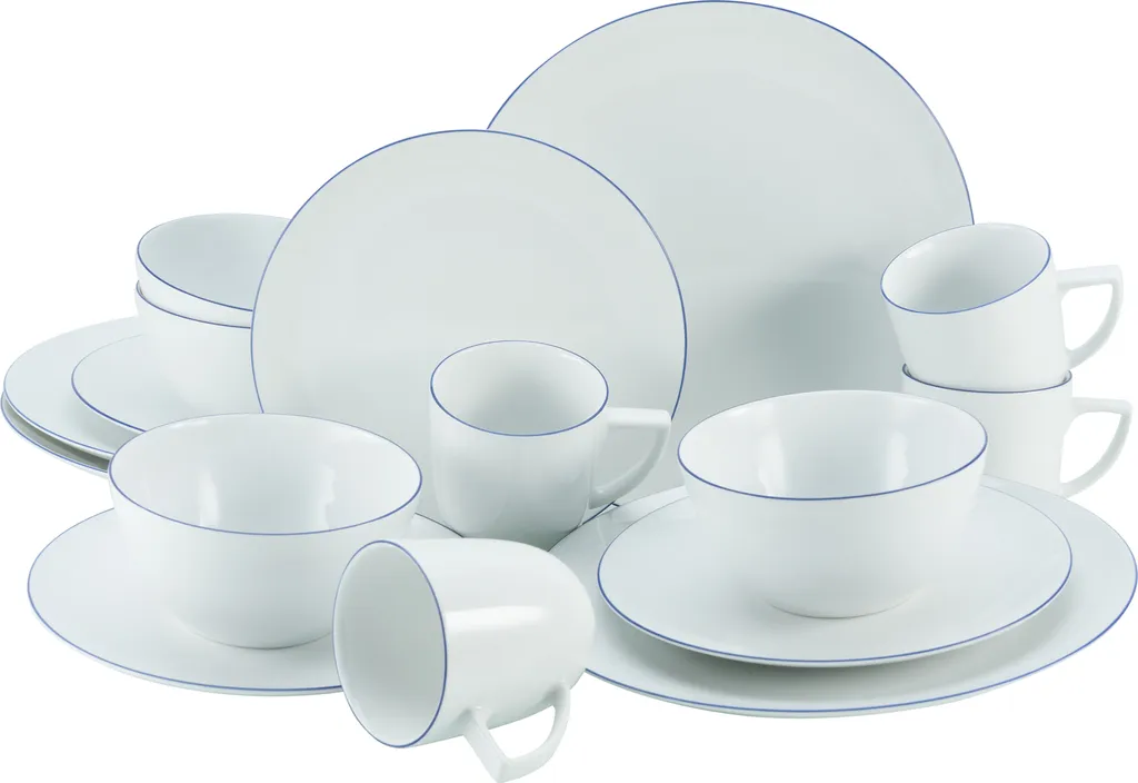 CreaTable 22456 Kombiservice Enjoy Blue Line Für 4 Personen, Porzellan, Weiß (1 Set, 16-teilig) 1 CreaTable 22456 Kombiservice Enjoy Blue Line Für 4 Personen, Porzellan, Weiß (1 Set, 16-teilig)