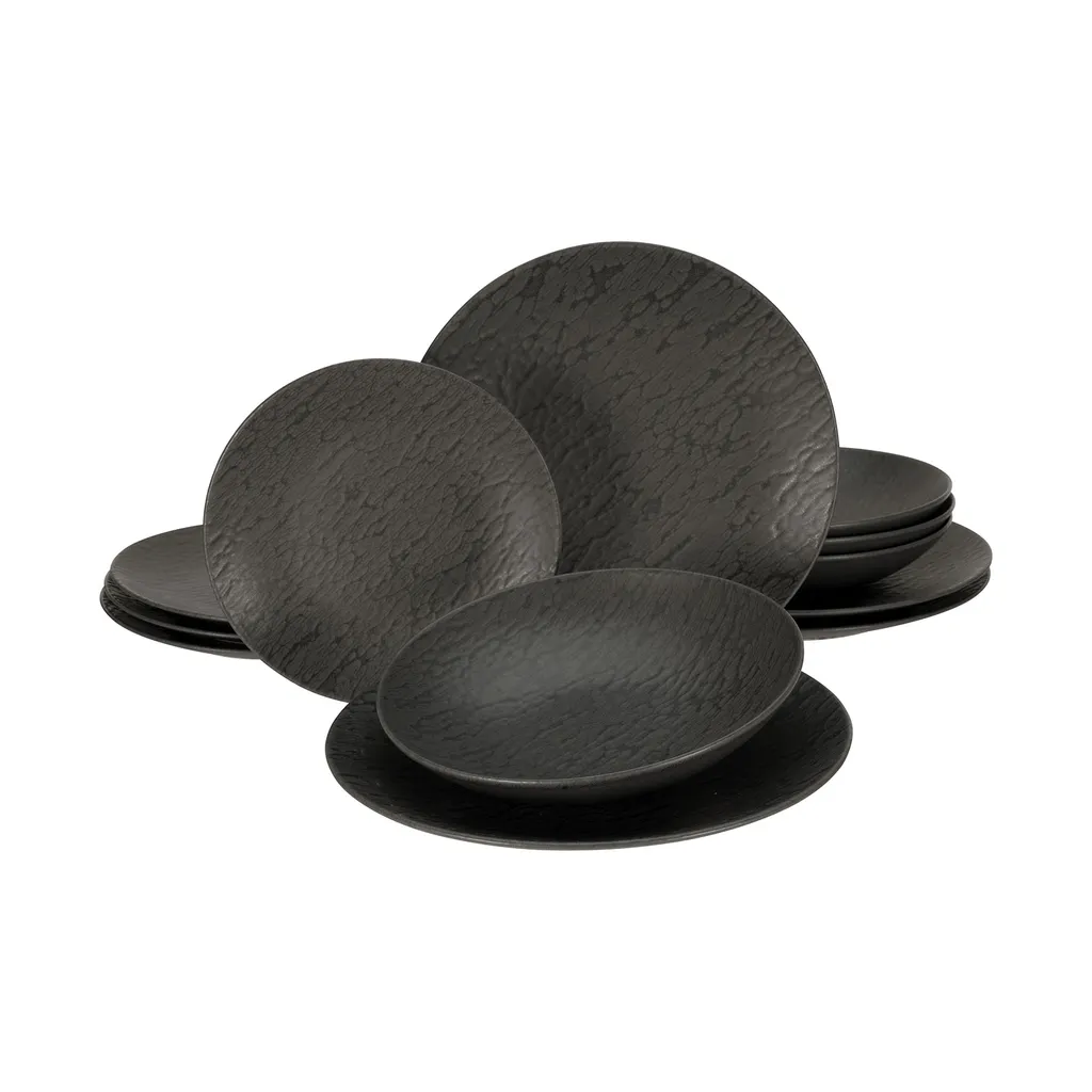 CreaTable, 20540, Serie Schiefer Black , Geschirrset, Teller Set 12 Teilig 2 CreaTable, 20540, Serie Schiefer Black , Geschirrset, Teller Set 12 Teilig – Bild 2