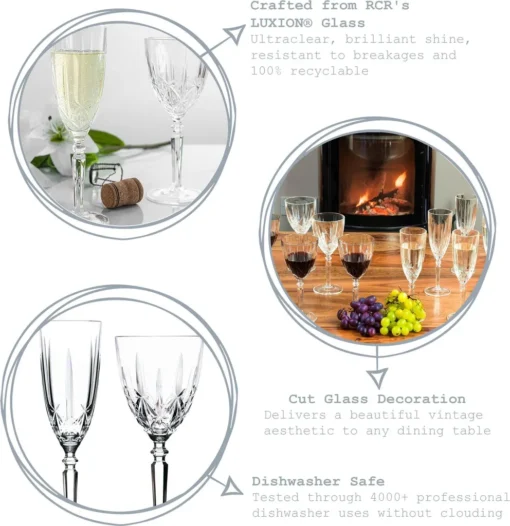 RCR Kristall Orchestra Cut Glas Weingläser Und Champagnerflöten - 290ml, 200ml - 12er Set – Bild 2