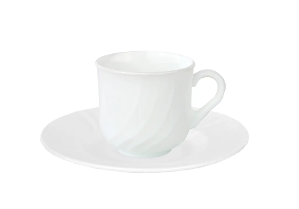 EBRO Kaffeeservice, 18tlg., Tassen + Dessertteller + Untertasse, Weiß, Opal-Hartglas 4 EBRO Kaffeeservice, 18tlg., Tassen + Dessertteller + Untertasse, Weiß, Opal-Hartglas – Bild 4