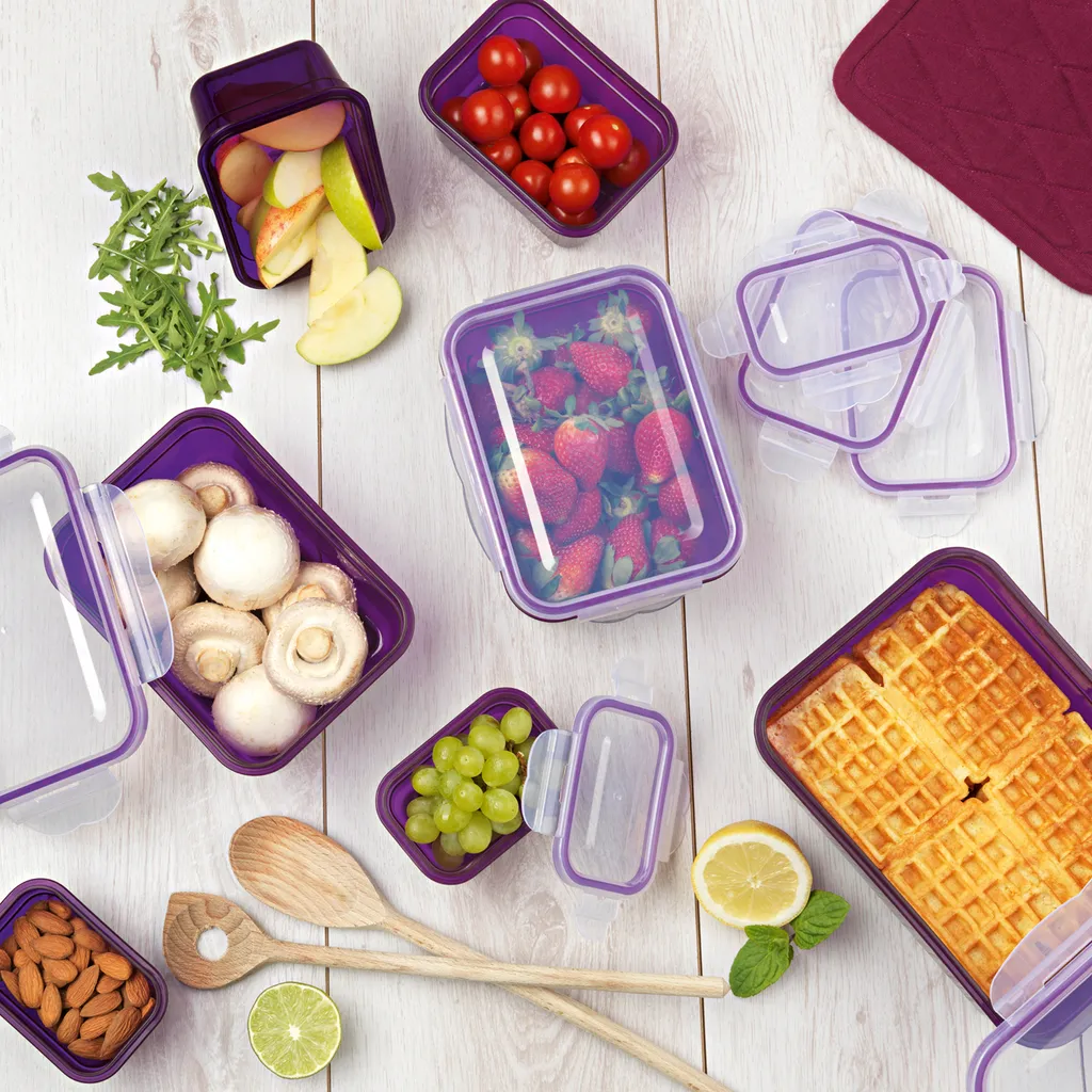 GOURMETmaxx Frischhaltedosen Klick-it 28-tlg. In Lila Frischhaltedosen Set Klick-It Gefrierdosen Lunchbox Brotdose 14 Stück Lila 6 GOURMETmaxx Frischhaltedosen Klick-it 28-tlg. In Lila Frischhaltedosen Set Klick-It Gefrierdosen Lunchbox Brotdose 14 Stück Lila – Bild 6
