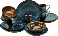 CreaTable 22861 Kombiservice Mallorca Für 4 Personen, Steinzeug, Mehrfarbig (1 Set, 16-teilig)