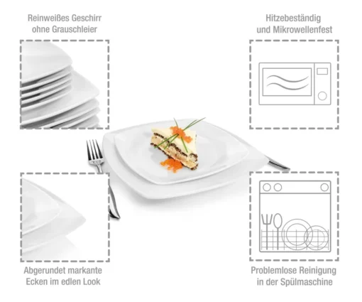 Sänger SÄNGER Porzellan Geschirrset Markant, Tafelservice 18 Teilig Für 6 Personen – Bild 4