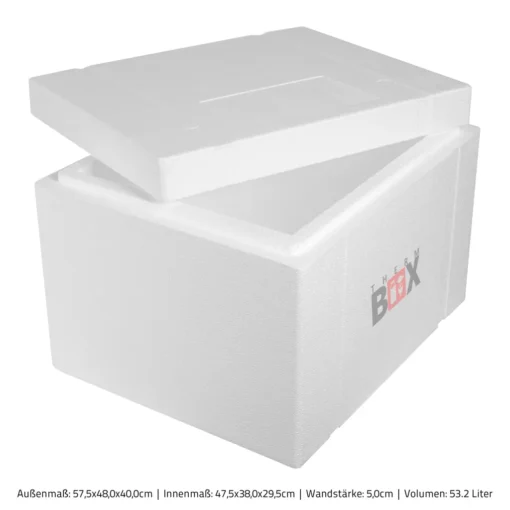 Styroporbox 53W | Wand: 5,0cm | Volumen: 53,2L | Innenmaß:47x38x29cm | Weiß Isolierbox Thermobox Kühlbox Warmhaltebox – Bild 5