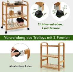 COSTWAY Servierwagen Mit 3 Ablagen, Griffen & Abnehmbarem Rollen, Küchenwagen Bambus Auf Rädern, Mobiler Allzweckwagen Rollwagen Lagerregal Für Küche, Flur & Bad, 58 X 33 X 76 Cm 9 COSTWAY Servierwagen Mit 3 Ablagen, Griffen & Abnehmbarem Rollen, Küchenwagen Bambus Auf Rädern, Mobiler Allzweckwagen Rollwagen Lagerregal Für Küche, Flur & Bad, 58 X 33 X 76 Cm -Qualitätsladen Für Geschirr df914b5e14e02d2182e6635fec899bb8