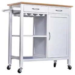 HOMCOM Servierwagen Küchenwagen Rollwagen Küchentrolley Mit Schrank Schublade Holz Weiß 88,5 X 40 X 86 Cm -Qualitätsladen Für Geschirr e06fdfa071efb90861afb02dbfb66a04
